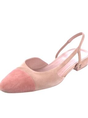 CHANEL sling back flats in pink suede